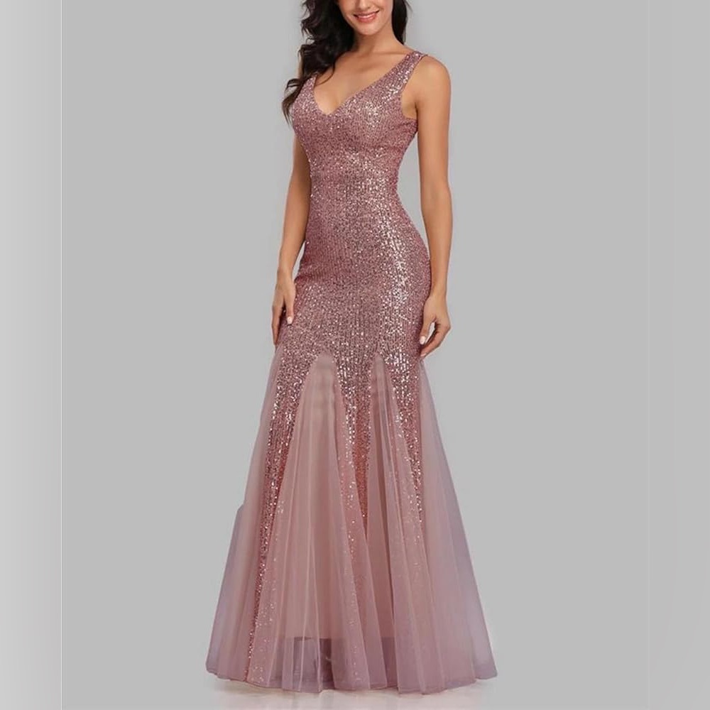 Glamorous Sequin Maxi Dress in Pink size L